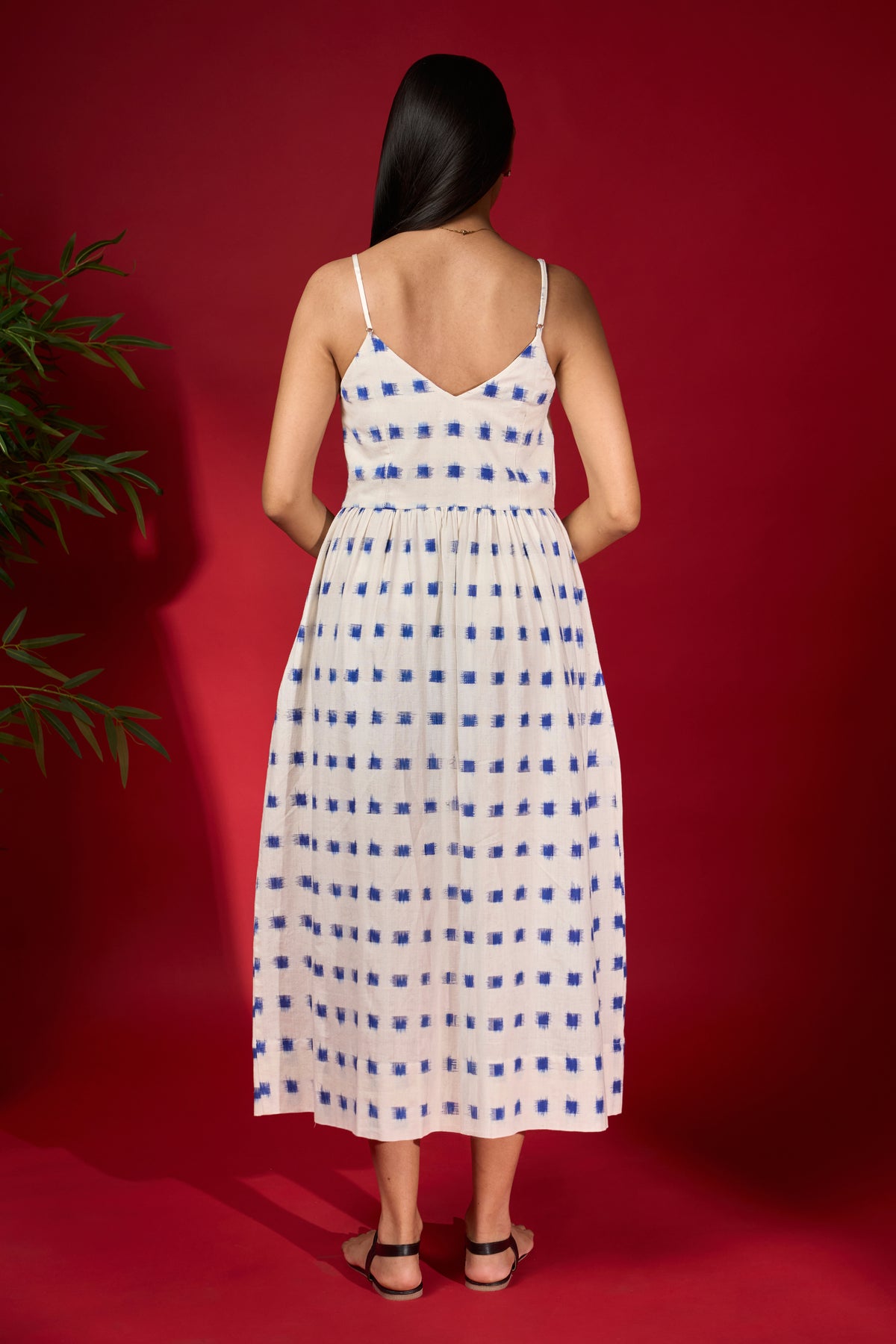 Hand Woven Double Ikat Midi Dress