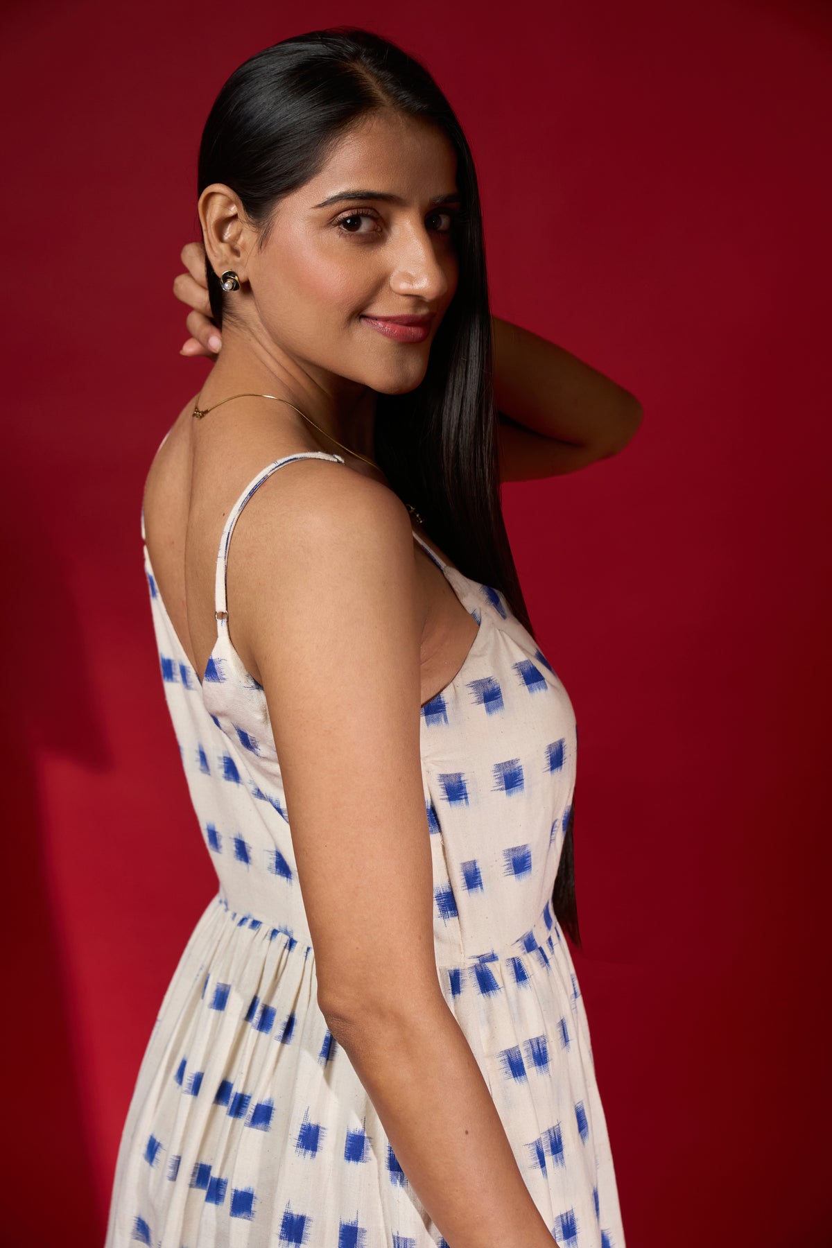 Hand Woven Double Ikat Midi Dress