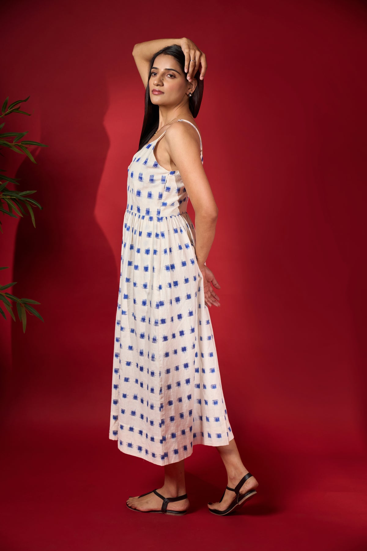 Hand Woven Double Ikat Midi Dress
