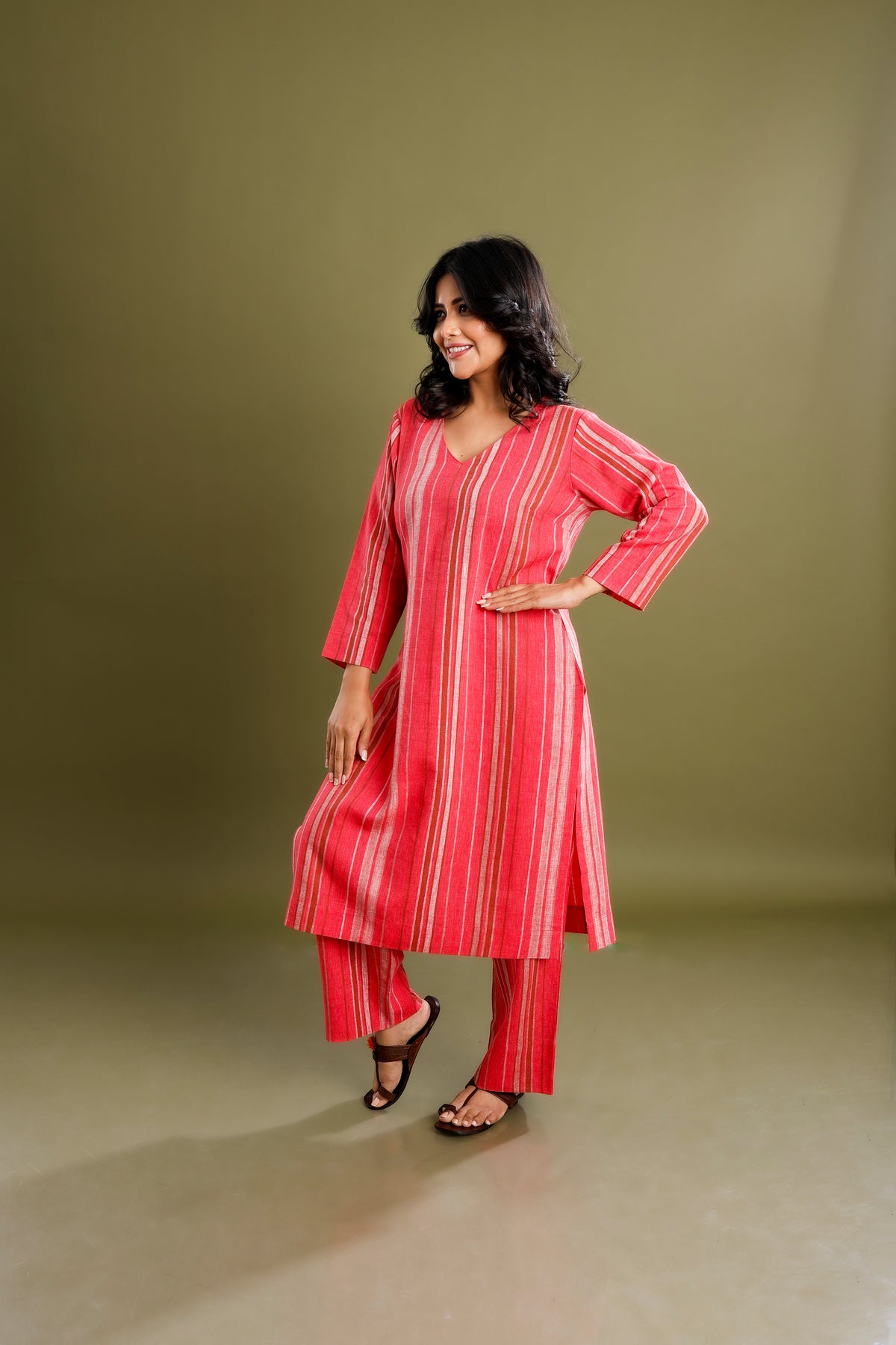 Cotton Linen Kurta Set (2 Pieces)