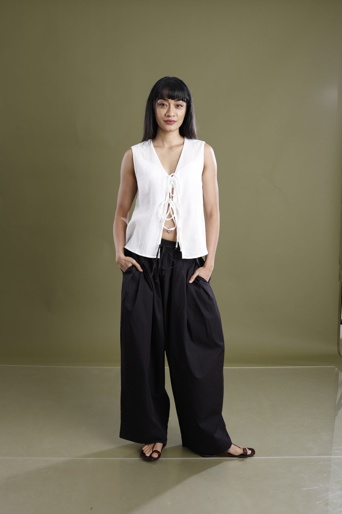 Double Cloth Tie Top