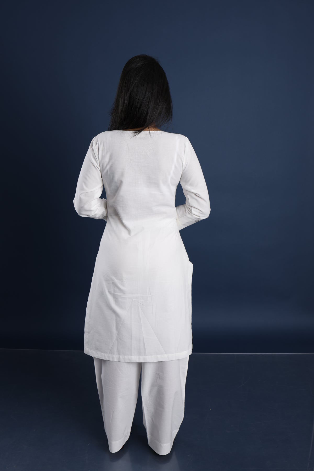 Hand Block Printed White Kurta Set (2 Piece Set)